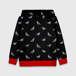 Детская толстовка Голуби на черном паттерн