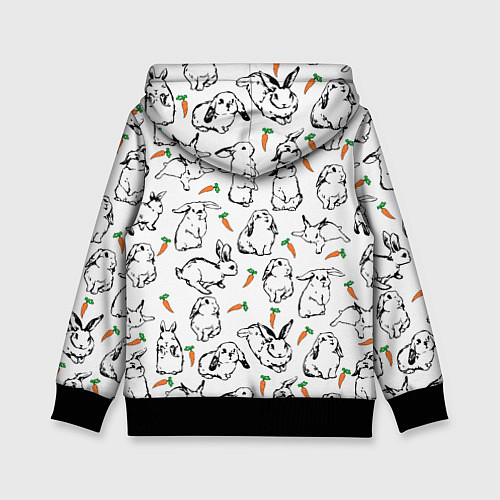 Детская толстовка Зайцы с морковками / 3D-Черный – фото 2
