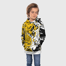 Толстовка-худи детская Черно-желтые разводы, цвет: 3D-белый — фото 2