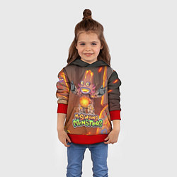 Толстовка-худи детская My singing monsters ЛАВАТЁКА, цвет: 3D-красный — фото 2