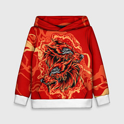 Толстовка-худи детская Огненные лисы, цвет: 3D-белый