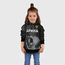 Толстовка-худи детская Арина Россия Медведь, цвет: 3D-черный — фото 2