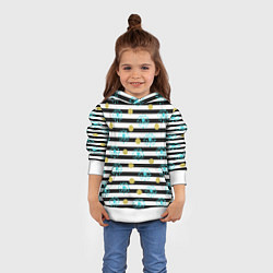 Толстовка-худи детская Полосатый модный праздничный узор, цвет: 3D-белый — фото 2