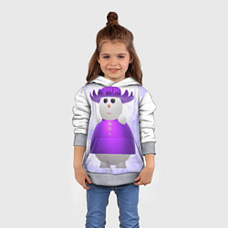 Толстовка-худи детская Снеговик в фиолетовой шляпе, цвет: 3D-меланж — фото 2