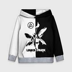 Толстовка-худи детская Linkin Park логотип черно-белый, цвет: 3D-меланж