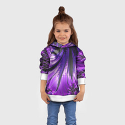 Толстовка-худи детская Неоновый фрактал черный с фиолетовым Абстракция, цвет: 3D-белый — фото 2