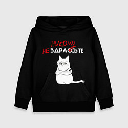 Толстовка-худи детская Неприветливый кот, цвет: 3D-черный