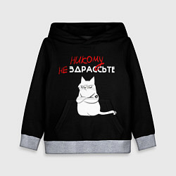 Толстовка-худи детская Неприветливый кот, цвет: 3D-меланж