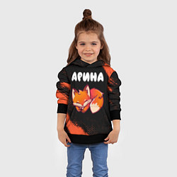 Толстовка-худи детская Арина - ЛИСИЧКА - Краски, цвет: 3D-черный — фото 2