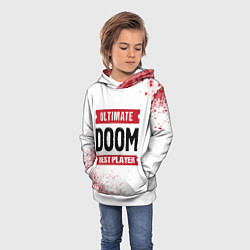 Толстовка-худи детская Doom: красные таблички Best Player и Ultimate, цвет: 3D-белый — фото 2