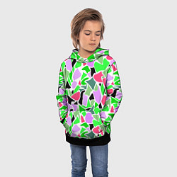 Толстовка-худи детская Abstract pattern green pink spots, цвет: 3D-черный — фото 2