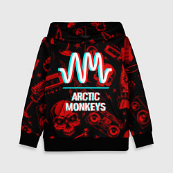 Толстовка-худи детская Arctic Monkeys Rock Glitch, цвет: 3D-черный