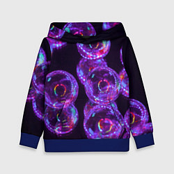 Толстовка-худи детская Неоновые сюрреалистичные пузыри - Фиолетовый, цвет: 3D-синий
