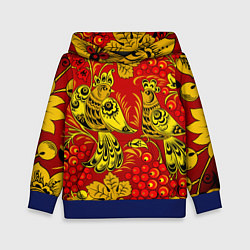 Детская толстовка Хохломская Роспись Две Птици На Красном Фоне