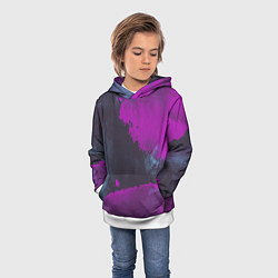 Толстовка-худи детская Акварельная абстракция фуксия, цвет: 3D-белый — фото 2