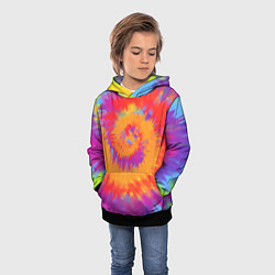 Толстовка-худи детская Тай дай в радуге, цвет: 3D-черный — фото 2