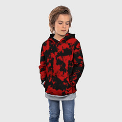 Толстовка-худи детская Черно-красная абстракция, цвет: 3D-меланж — фото 2
