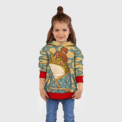 Толстовка-худи детская Японская лягушка, цвет: 3D-красный — фото 2