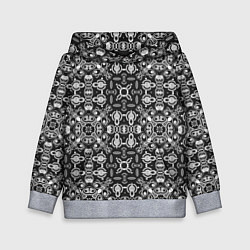Толстовка-худи детская Black and white ethnic oriental ornament, цвет: 3D-меланж