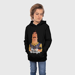 Толстовка-худи детская Привет сосед Hello Neighbor, цвет: 3D-черный — фото 2