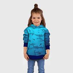 Толстовка-худи детская Акулы - океан, цвет: 3D-синий — фото 2