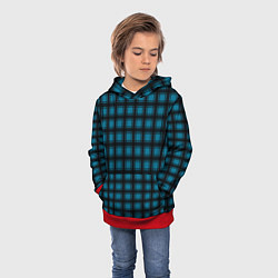 Толстовка-худи детская Black and blue plaid, цвет: 3D-красный — фото 2