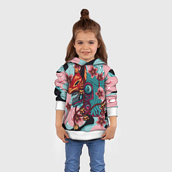 Толстовка-худи детская Кицунэ-маска, цвет: 3D-белый — фото 2