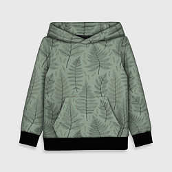 Детская толстовка Листья папоротника на зеленом фоне Минимализм