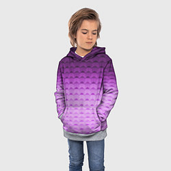Толстовка-худи детская Фиолетово-розовый геометрический узор Градиент, цвет: 3D-меланж — фото 2