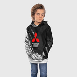 Толстовка-худи детская Mitsubishi - След протектора, цвет: 3D-белый — фото 2