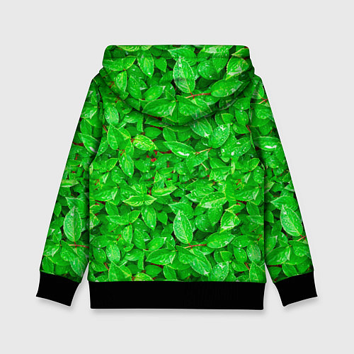 Детская толстовка Зелёные листья - текстура / 3D-Черный – фото 2