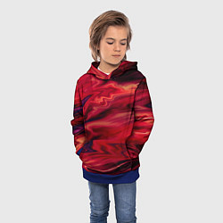 Толстовка-худи детская Красный абстрактный модный узор, цвет: 3D-синий — фото 2