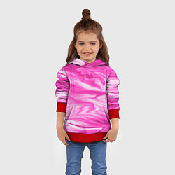 Толстовка-худи детская Розовая мраморная текстура, цвет: 3D-красный — фото 2