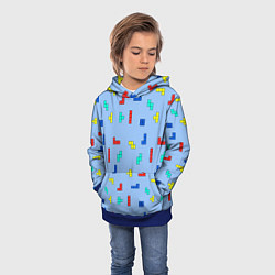 Толстовка-худи детская Тетрис на голубом фоне, цвет: 3D-синий — фото 2