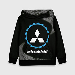Толстовка-худи детская Mitsubishi в стиле Top Gear со следами шин на фоне, цвет: 3D-черный