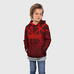 Толстовка-худи детская CROSSFIT - КРАСНЫЕ ЛИНИИ, цвет: 3D-меланж — фото 2