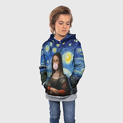 Толстовка-худи детская Мона Лиза Приколы - Звездная ночь, цвет: 3D-меланж — фото 2