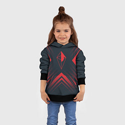 Толстовка-худи детская Красный символ No Mans Sky на темном фоне со стрел, цвет: 3D-черный — фото 2