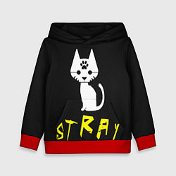 Толстовка-худи детская Stray - киберпанк кот в минимализме, цвет: 3D-красный