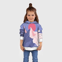 Толстовка-худи детская Пейзаж гор и леса в стиле ретро, цвет: 3D-белый — фото 2