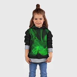 Толстовка-худи детская Зелёный абстрактный дым, цвет: 3D-меланж — фото 2