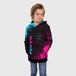 Толстовка-худи детская Porto - neon gradient: символ и надпись вертикальн, цвет: 3D-черный — фото 2