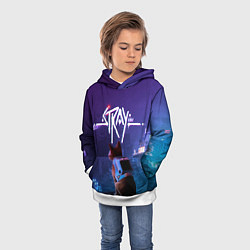 Толстовка-худи детская Stray кот неон, цвет: 3D-белый — фото 2