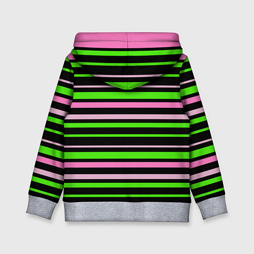 Детская толстовка Полосаты узор в зелено-розовых оттенках на черном / 3D-Меланж – фото 2