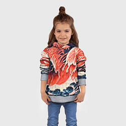 Толстовка-худи детская Великая красная волна, цвет: 3D-меланж — фото 2