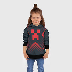 Толстовка-худи детская Красный символ Minecraft на темном фоне со стрелка, цвет: 3D-черный — фото 2