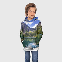 Толстовка-худи детская Прозрачное горное озеро, цвет: 3D-белый — фото 2