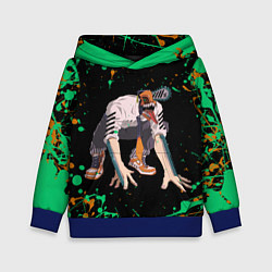 Толстовка-худи детская Дэндзи на корточках, цвет: 3D-синий