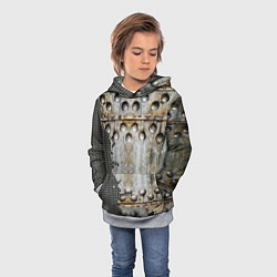Толстовка-худи детская Клепаный рваный металл, цвет: 3D-меланж — фото 2