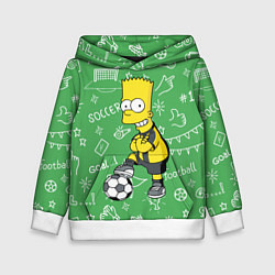 Толстовка-худи детская Барт Симпсон - крутой футболист!, цвет: 3D-белый